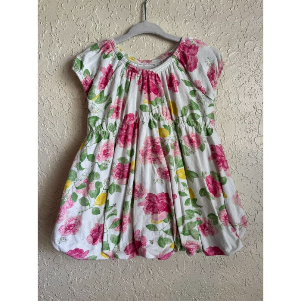 Burt’s Bees Baby Lemon Floral Spring Time Bubble Dress 24M 100% Organic Cotton